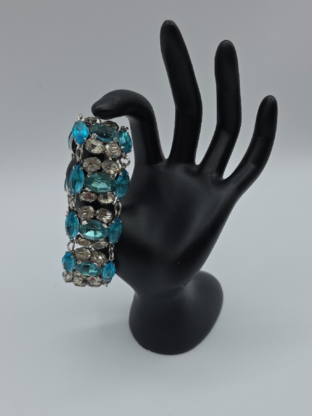 Vintage Blue And White Crystal Statement Bracelet - Picture 7 of 10